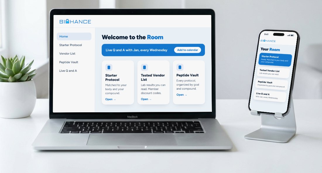 The Biohance Room on a laptop and a phone