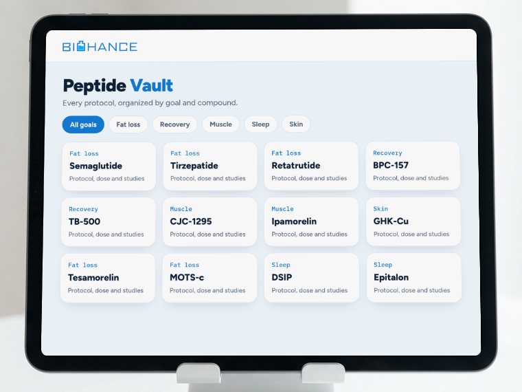 The Peptide Vault on a tablet