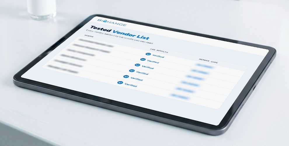 The Tested Vendor List on a tablet